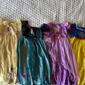 Disney Princess Nightgown Lot - Yellow, Teal, Purple, Yellow-Red